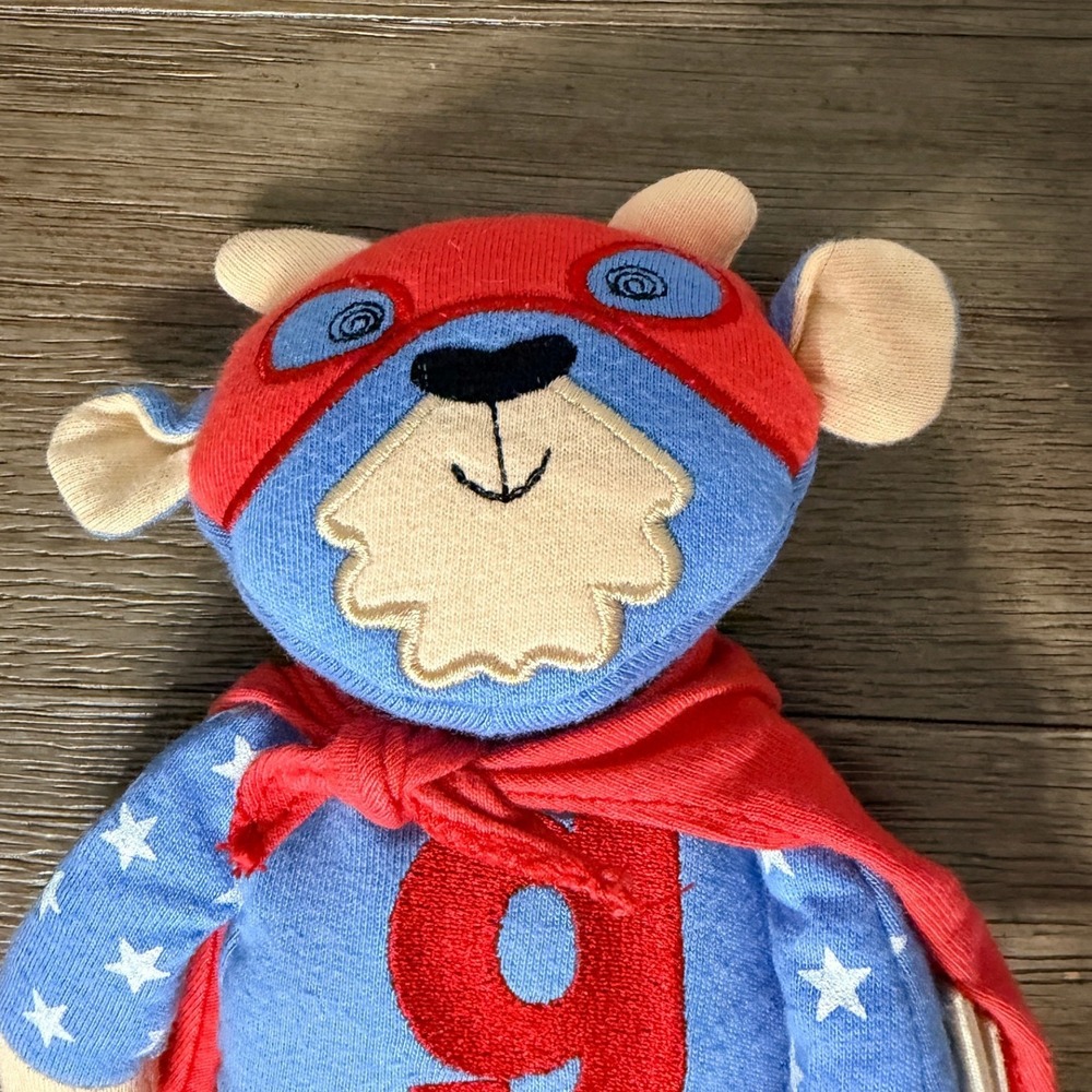 Organic Farm Buddies‎ Super Cow Plush Superhero 14" Blue Red Star Apple Park Toy